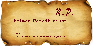 Malmer Petróniusz névjegykártya